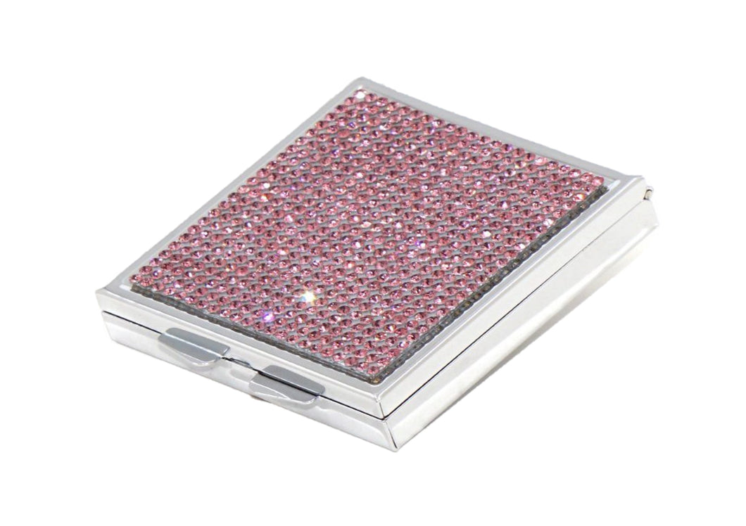 Pink Rose Crystals | Pill Case, Pill Box or Pill Container (4 Slots Square)