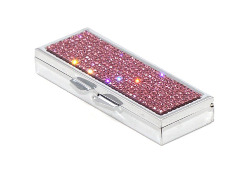 Pink Rose Crystals | Pill Case, Pill Box or Pill Container (6 Slots Rectangular) - Rangsee by MJ
