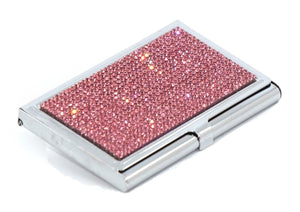 Pink Rose Crystals | Stainless Steel Type Card Holder or Business Card Case - Rangsee by MJ