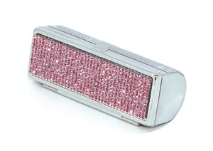 Pink Rose Crystals | Big (Round Bottom) Lipstick Box or Lipstick Case with Mirror