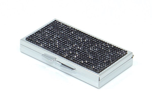 Jet Black Crystals | Pill Case, Pill Box or Pill Container (7 Slots Rectangular)