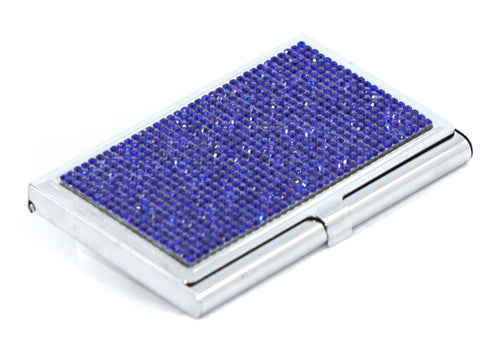 Royal Blue Crystals | Stainless Steel Type Card Holder or Business Card Case - Rangsee by MJ