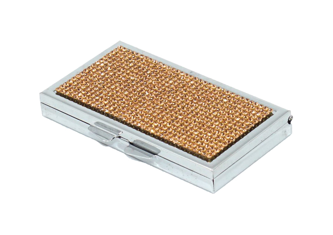 Rose Gold Crystals | Pill Case, Pill Box or Pill Container (3 Slots Rectangular)