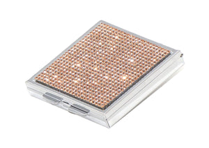 Rose Gold Crystals | Pill Case, Pill Box or Pill Container (4 Slots Square)
