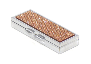 Rose Gold Crystals | Pill Case, Pill Box or Pill Container (6 Slots Rectangular)