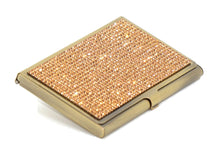 Load image into Gallery viewer, Blue Sapphire Crystals | Brass Type Card Holder or Business Card Case - Rangsee by MJ

