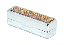 Load image into Gallery viewer, Rose Gold Crystals | Small (Flat Bottom) Lipstick Box or Lipstick Case with Mirror
