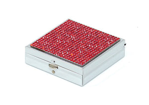 Red Siam Crystals | Pill Case, Pill Box or Pill Container (2 Slots Square)