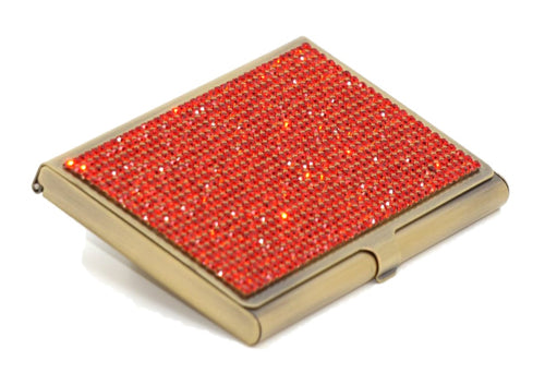 Red Siam Crystals | Brass Type Card Holder or Business Card Case
