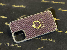 Load image into Gallery viewer, Purple Amethyst (Dark) Crystals with Finger Ring | Clear TPU/PC Case (iPhone 12 Series)

