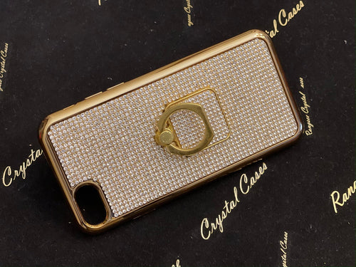 Clear Diamond Crystals with Finger Ring | Gold TPU/PC Case (iPhone 8 Series) - Rangsee by MJ