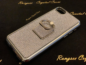 Clear Diamond Crystals with Finger Ring | Silver TPU/PC Case (iPhone 8 Series) - Rangsee by MJ