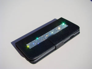 Cristales de amatista púrpura (luz) | Funda tipo billetera negra (iPhone 7 Plus y iPhone 8 Plus)