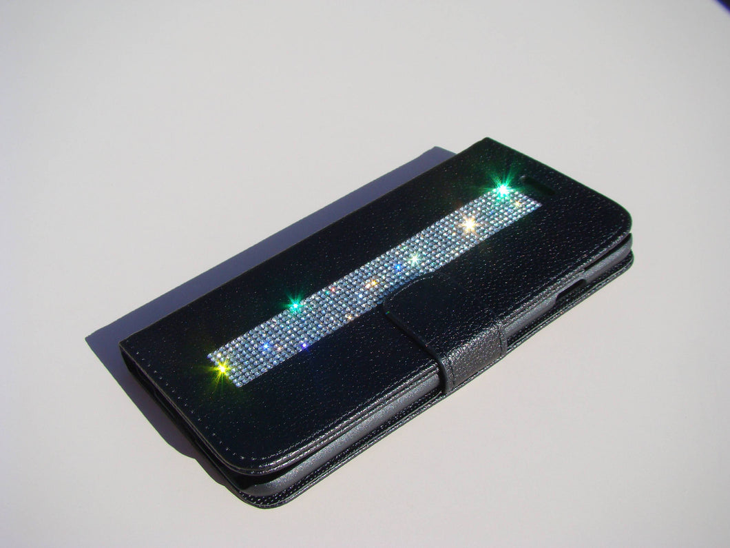 Black Diamond Crystals | Black Wallet Case (iPhone 6 & iPhone 6s) - Rangsee by MJ