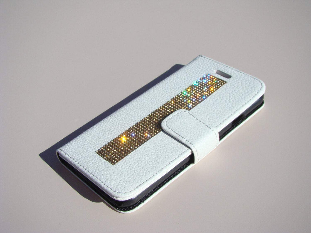 Gold Topaz Crystals | White Wallet Case (iPhone 7 Plus & iPhone 8 Plus)